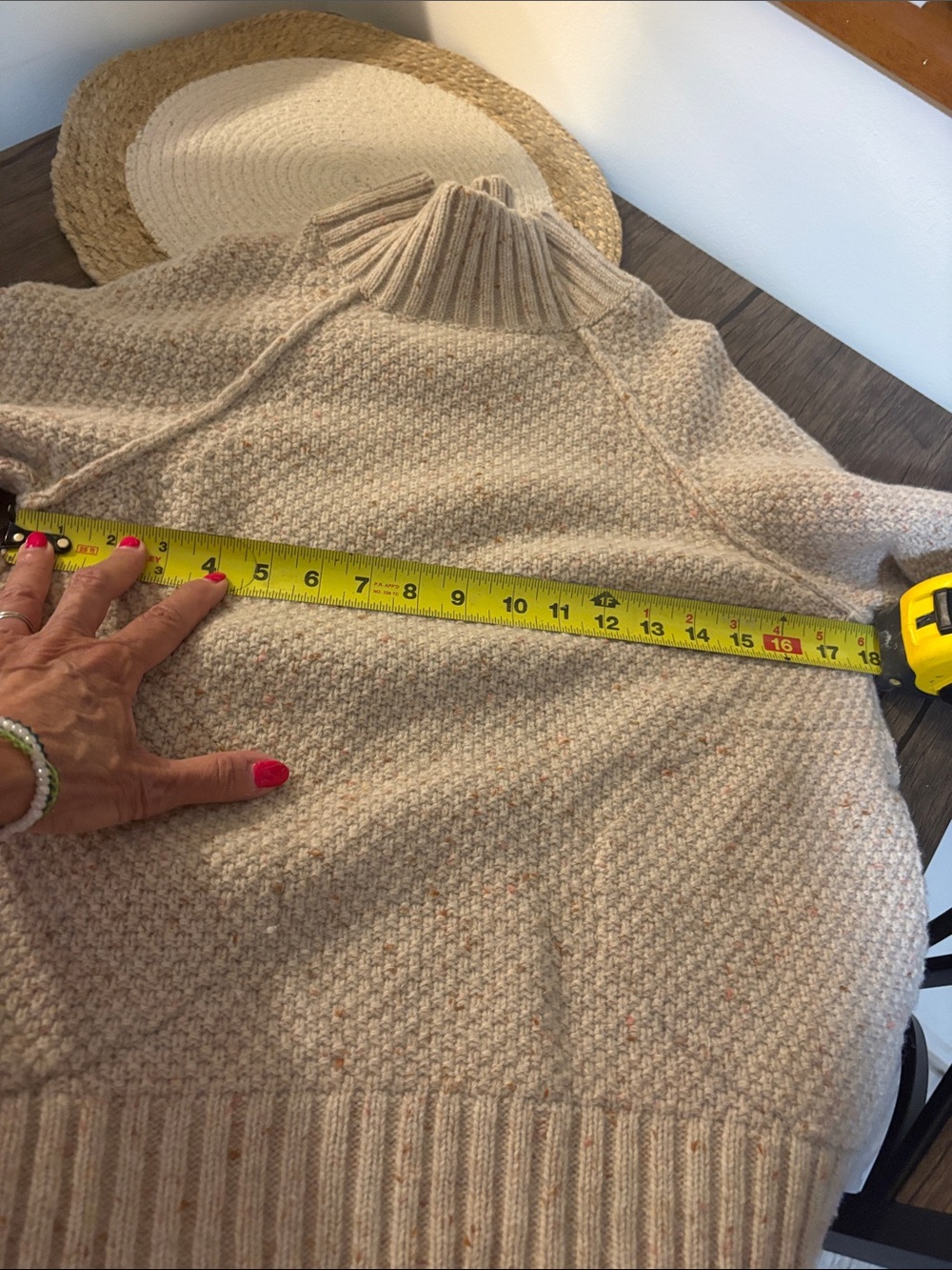 REI Cream Textured Turtleneck Sweater with side pockets - Picture 2 of 8